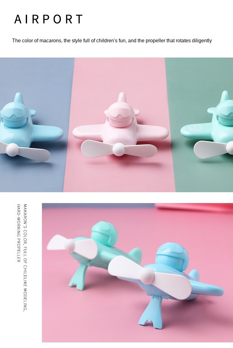 Simple Airplane Fan Cute Handheld Airplane Electric Fan Usb Charging Portable Desktop Mini Airplane Fan Multifunctional Toy