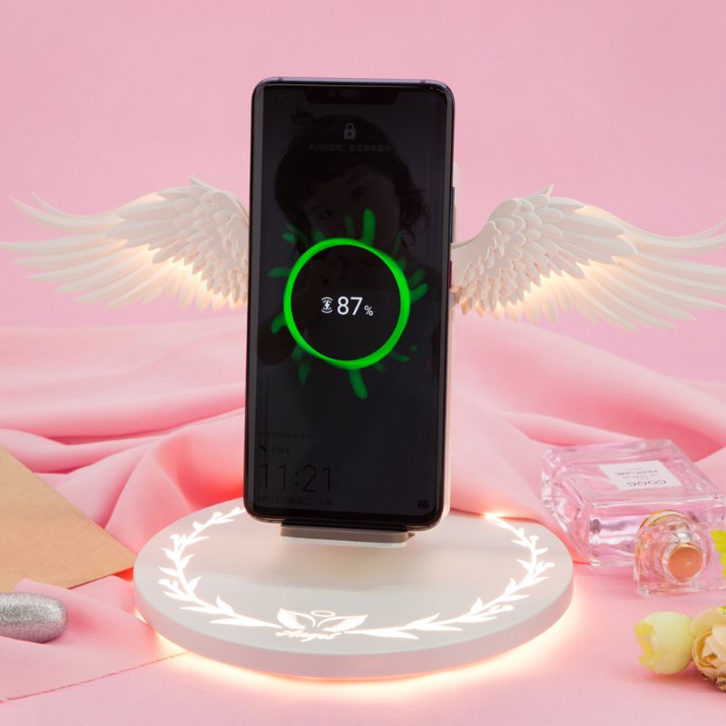 Universal- LED Qi Drahtlose Ladung Dock 10W Engel FlüGel Schnelle Drahtlose Ladegerät Für praktisch Profi X XR 8 Plus praktisch