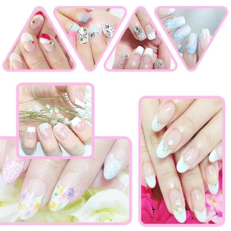 Belen-Juego de puntas de uñas de Gel UV, Set de manicura francesa puro y brillante, conjunto de salón de puntas francesas con esmalte de uñas de Gel de colores UV LED