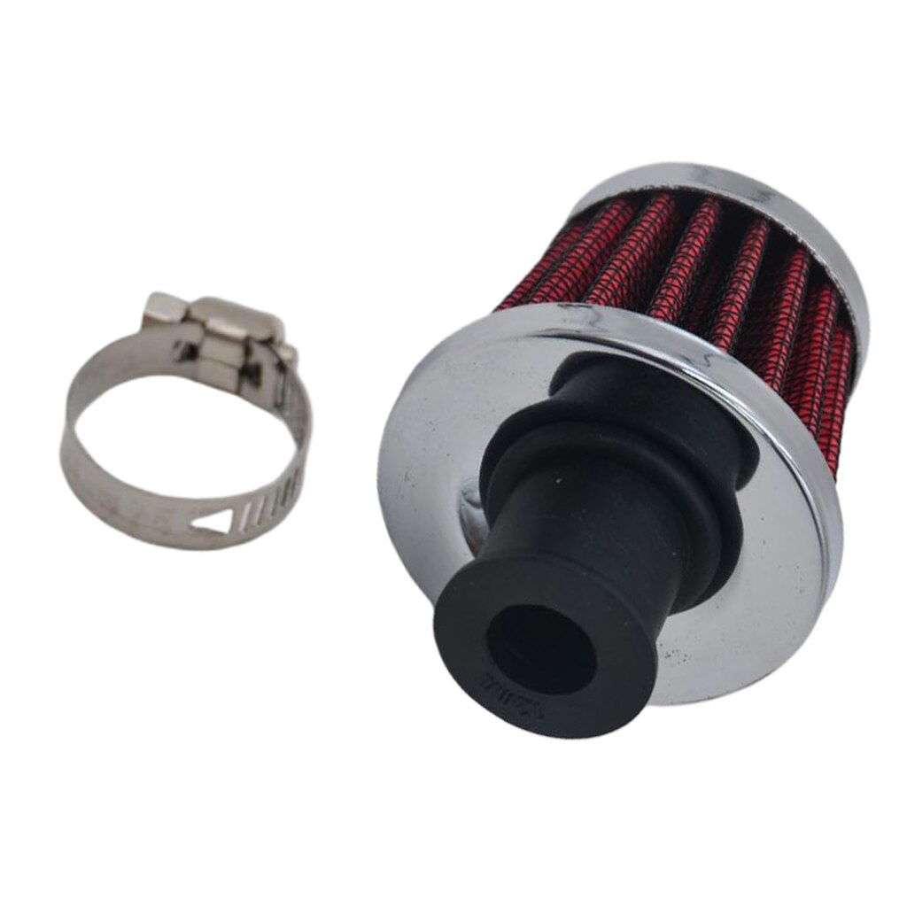 1x Red Mini Air Intake Crankcase Breather Filter Valve Cover Vent 12mm Universal