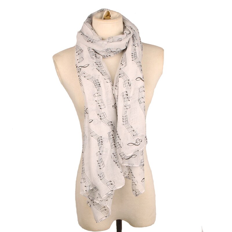 Music Note Print Zachte Ring Sjaal Mode Vrouwen Katoen Nek Wrap Sjaal Stola Halsdoek Lente Herfst Infinity Sjaals voor Vrouwen: 4