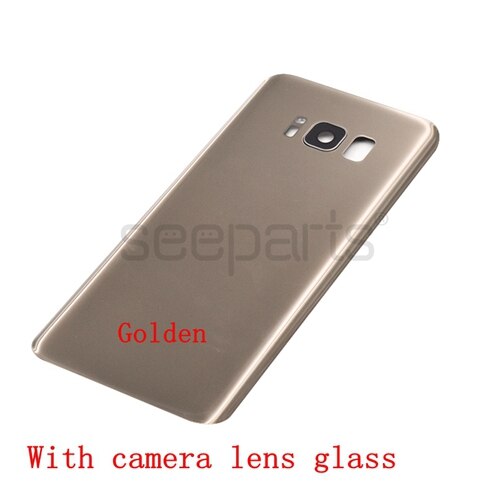 5.8" For SAMSUNG Galaxy S8 G950F Back Battery Cover Door Rear Glass Housing Case Replace For SAMSUNG S8 Battery Cover: Golden With Lens