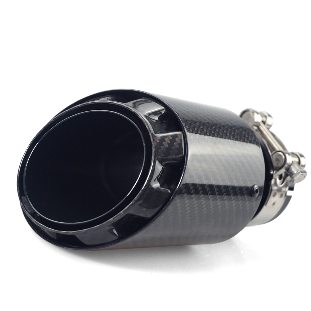 Auto Carbon Uitlaat Tip Uitlaat Drie-Layer Bullet Shape Universal Straight Roestvrij Zwart Uitlaatpijp Uitlaten