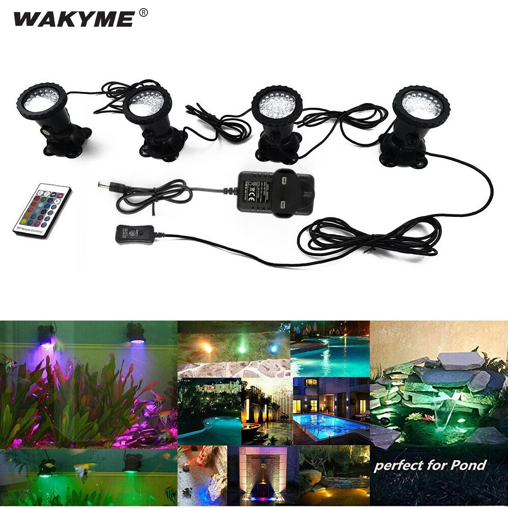 Wakyme Zwembad Licht Waterdichte Rgb Onderwater Lamp Led Spot Licht Afstandsbediening Aquarium Spotlight Tuin Landschap Lamp