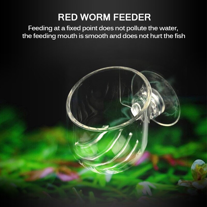 2pcs Aquarium Fish Tank Fish Feeder Glass Plant Cup Red Worm Feeding Suction Cup Food Container Aquarium Accessories