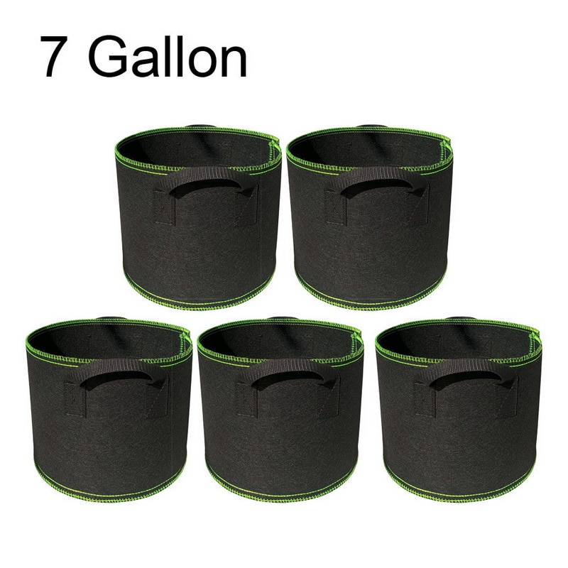 5 stk / sæt  of 3/5/7/10 gallon vand bacon blomsterpotte poser og haven plante container poser til skygge plantning: 7 gallon
