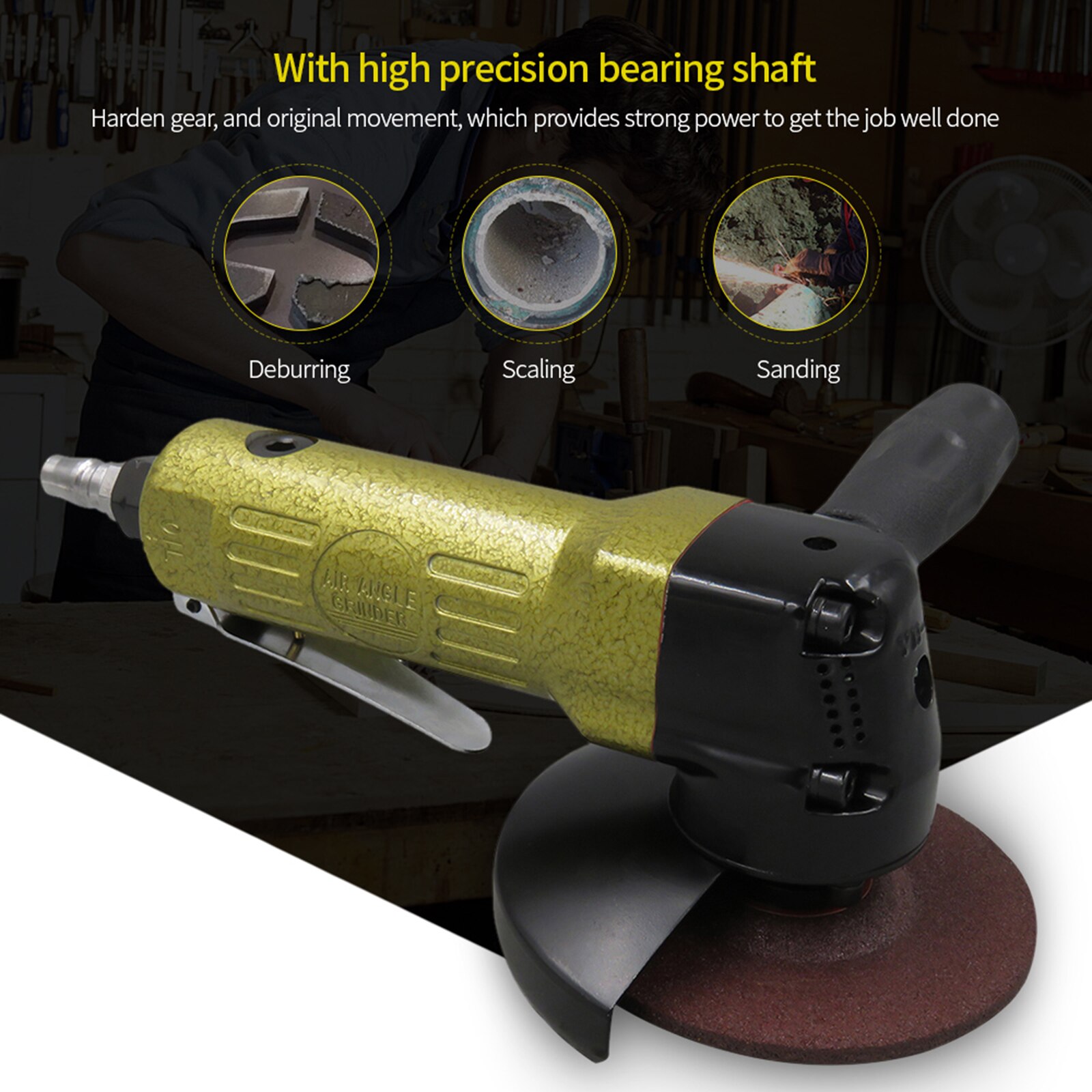 4-inch Air Angle Grinder Polishing Machine Air Grinder Lightweight Grinder with 100mm Sanding Disc Electric Polisher Power Tools