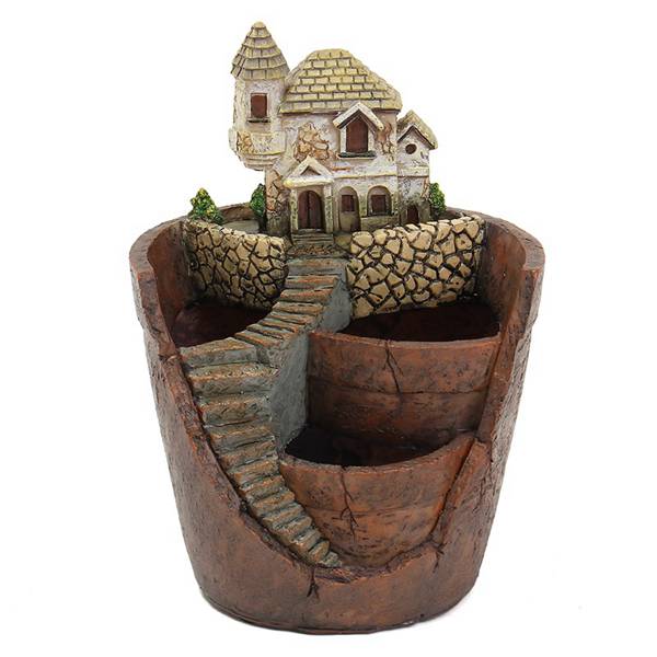 ! Mini Huis Beeldjes Hars Bloempot Voor Kruid Cactussen Succulent Planten Planter Home Garden Micro-Landschap Decor Cr