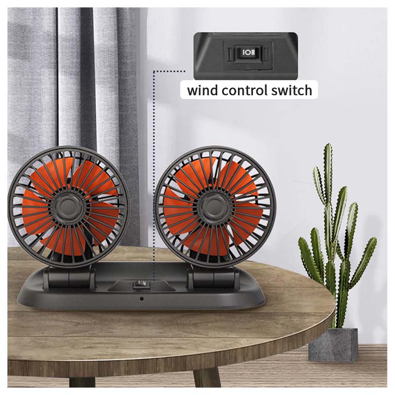 Car Fan Dashboard/Air Vent Summer Cooling Fan Rotatable Strong Airflow Circulation Dual Fans 12V/24V with Parking Number Plater