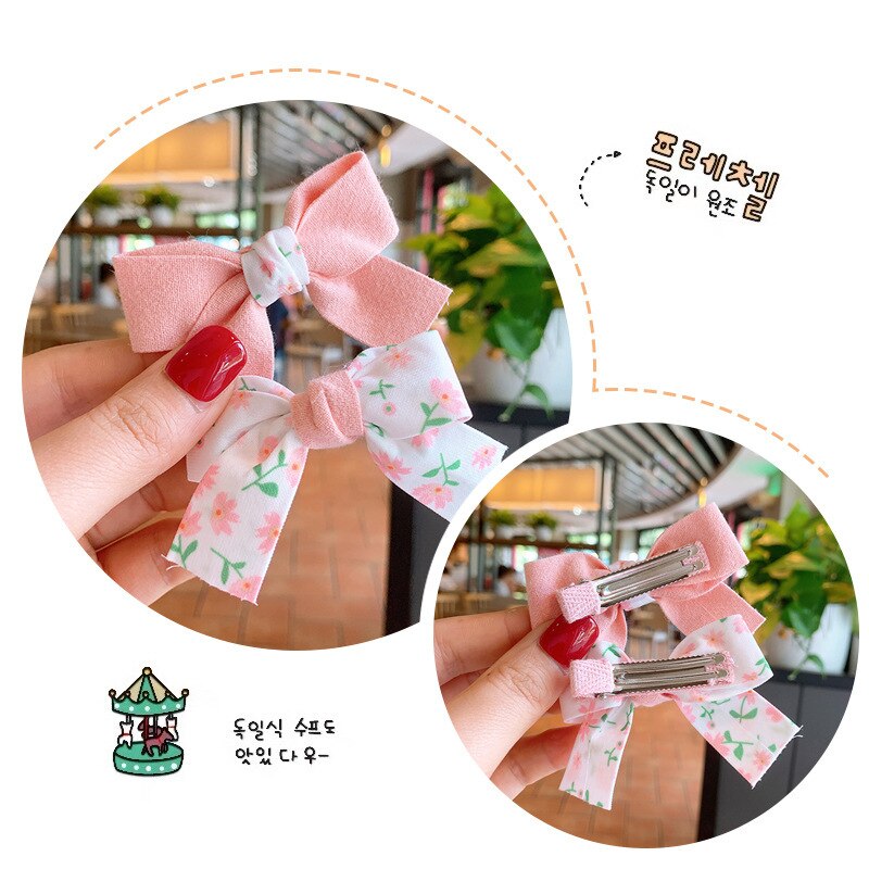 2Pcs Kleurrijke Baby Haar Clips Bows Kids Haarspelden Solid Bloemen Kinderen Haarspeldjes Clips Haar Accessoires Voor Baby Meisjes