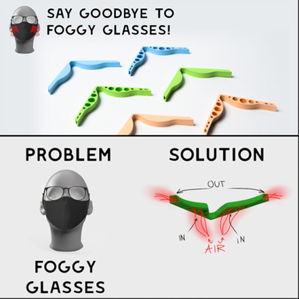 Fleksible slidstærke anti-fogging briller blød silikone næse bro klip ekstensil maske klemme briller holder tilbehør