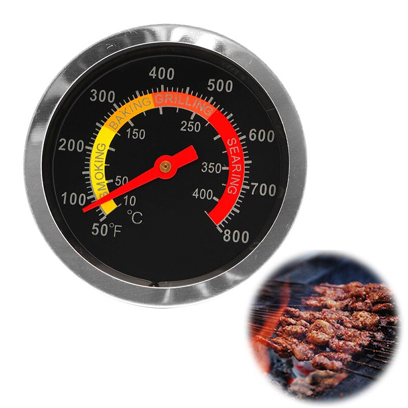 Stainless Steel BBQ Smoker Grill Thermometer Temperature Gauge 50-800 Degrees Fahrenheit 10-400 Degrees Celsius