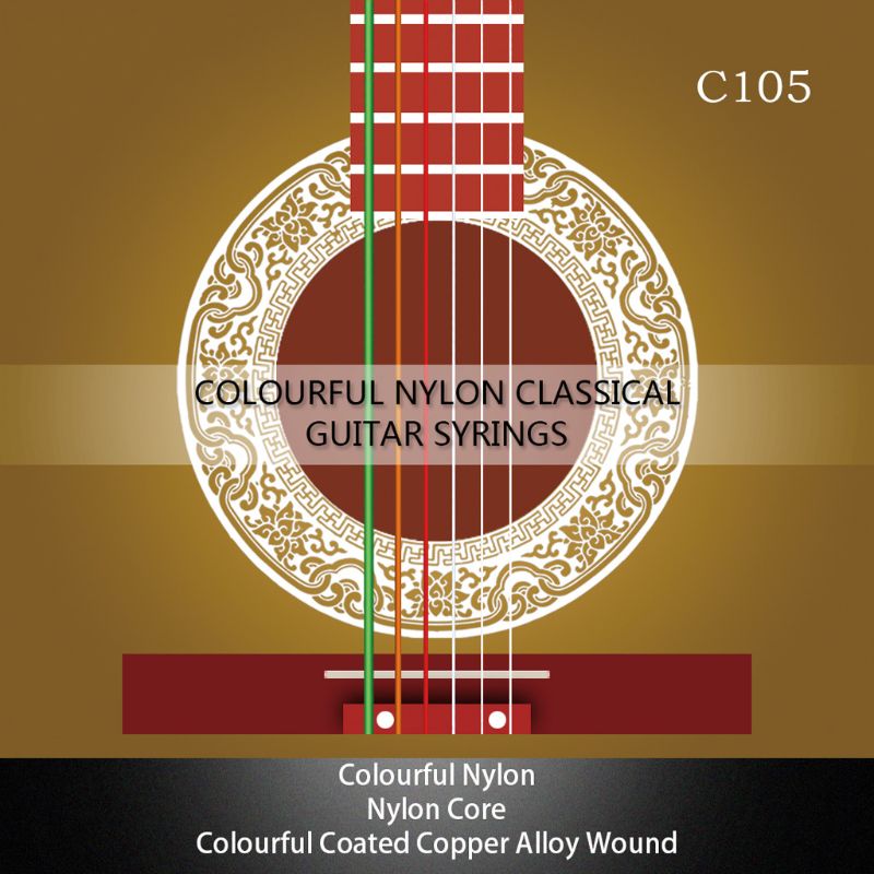 IRIN C105 clásica cuerdas de guitarra núcleo de nailon cubierta colorida aleación de cobre enrollada
