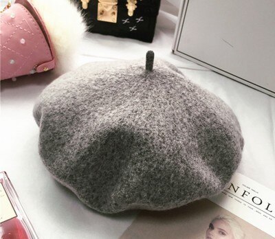 Wolmix franse baret effen dames dames meisjes hoed herfst winter warme muts mutsen: Donkergrijs