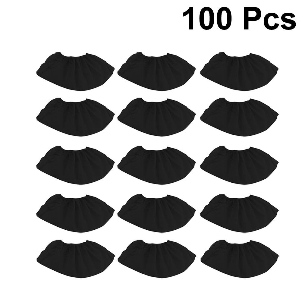 100Pcs Black Disposable Non-woven Shoe Cover Thick Nonwoven Shoe Cover One-time Shoe Cover Non-slip Shoe Cover