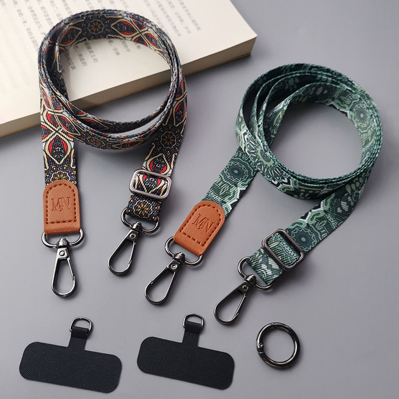Retro Totempatroon Crossbody Mobiele Telefoon Lanyard Verstelbare Hangende Hals Mobiele Telefoon Riem Hanger Met Universele Kaartpakking