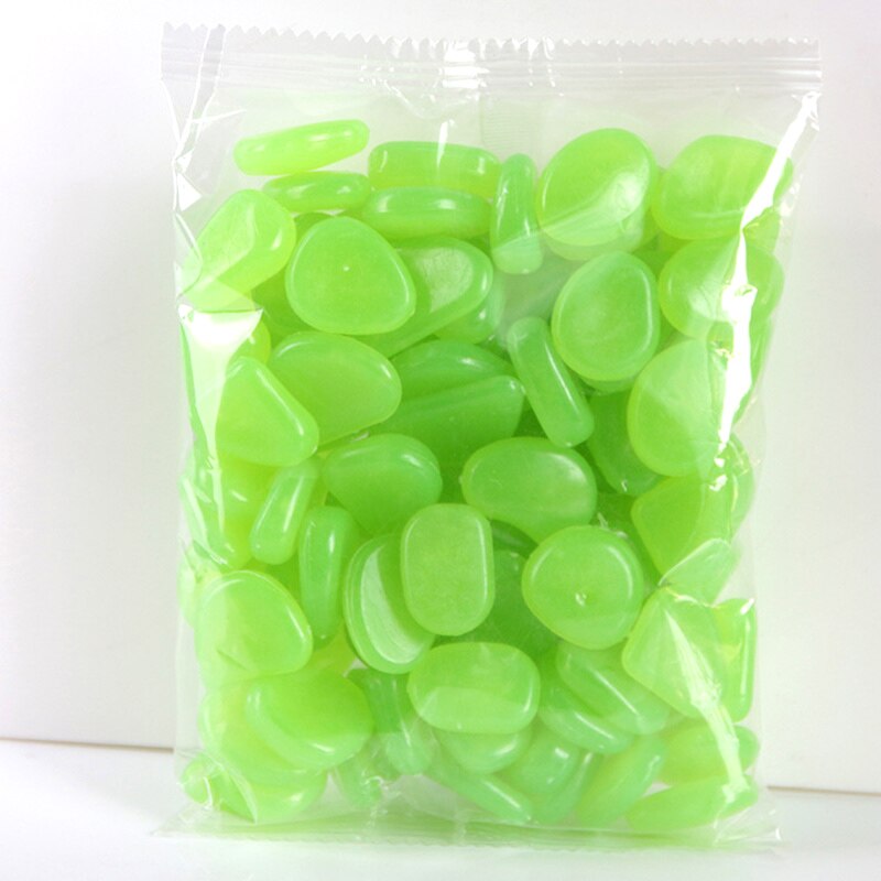 50Pcs/Set Aquarium Decoration Glow In The Dark Stone Fish Tank Accessories Artificial Luminous Pebbles Stone Walkway Decor: Green