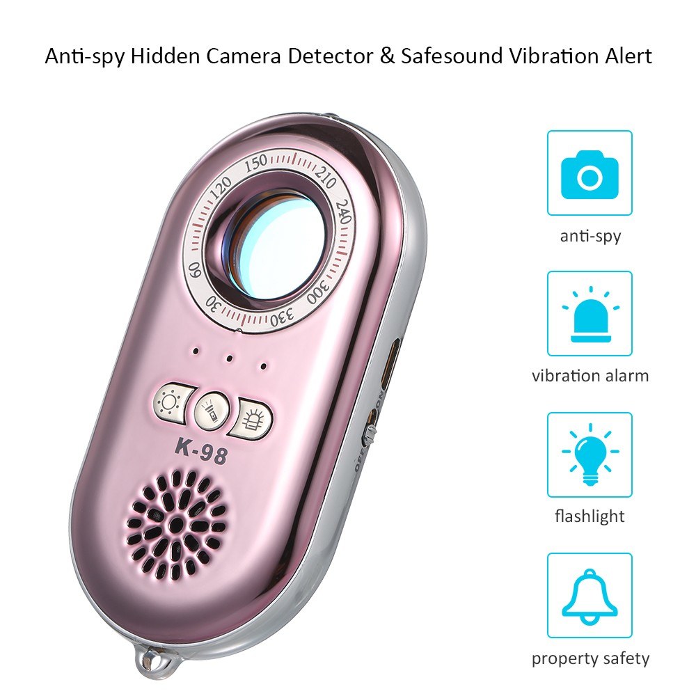 Draagbare Anti-Spy Verborgen Camera Detector Draadloze Rf Infrarood 3-In-1 Safesound Trilalarm Met Mini leds Zaklamp