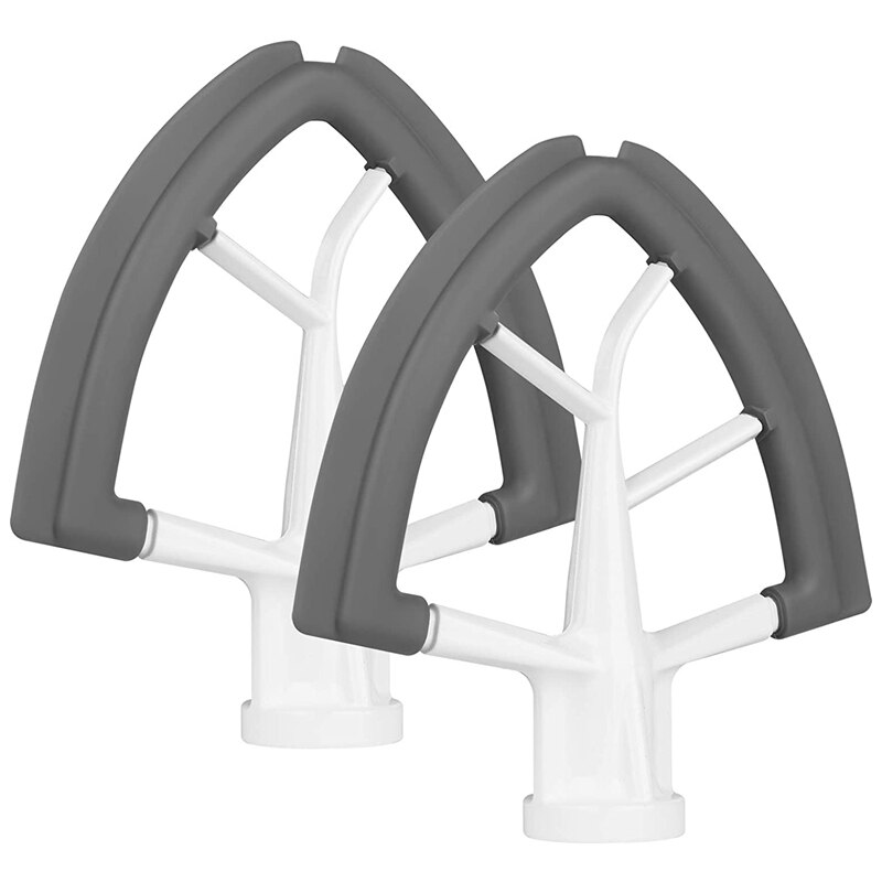 2 Pack Batteur plat À Bord Flexible pour Kitchenaid Mélangeur 5/4.5 Pintes à Tête Inclinable Fixation du Batteur Sur Socle avec Silicone Bol Grattoir