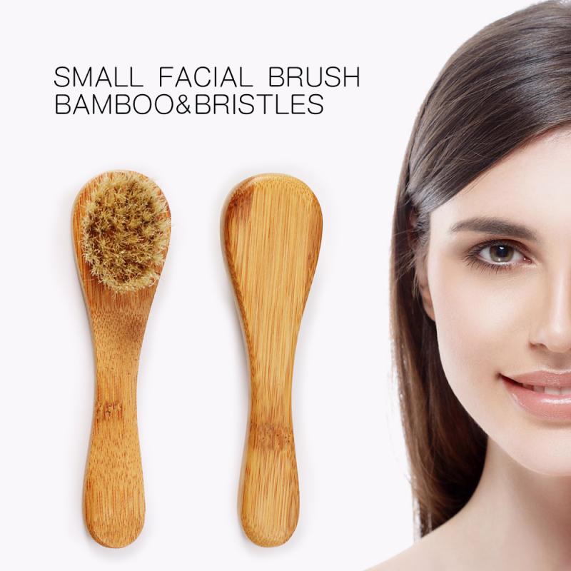 Natural Bristles Dry Face Clean Brush For Facial Exfoliation Dry Brushing Scrubbing Bamboo Handle Wash Cleansing Brushes