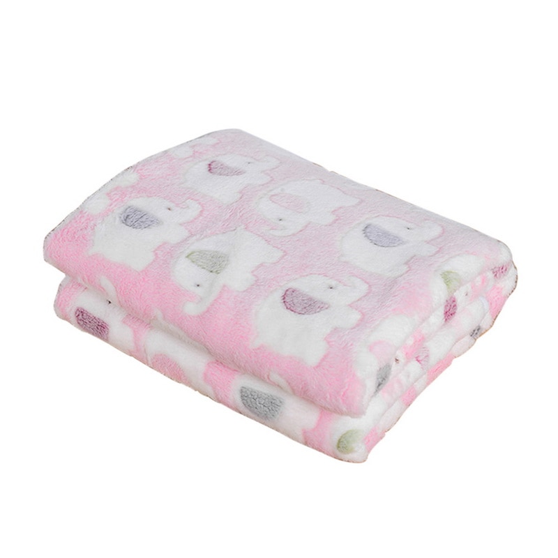 Pet Blankets Coral Fleece Cute Elephant Prints Dog Pads Sleeping Bed Cover Mat For Small Medium Dog Cat 1 PCS A: Pink / 60x40cm