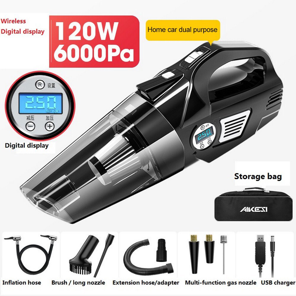 Car Vacuum Cleaner Wired Car Model Wireless Family Car Dual-use Model Multifunction Handheld Cordless Vacuums Car Vacuum Cleaner: Wired digital w bag