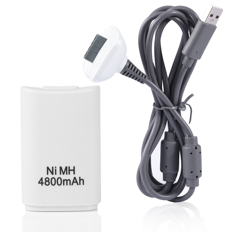 1 set 2 in 1 batteria ricaricabile per gamepad 4800mAh con cavo di ricarica per batteria controller wireless Xbox 360