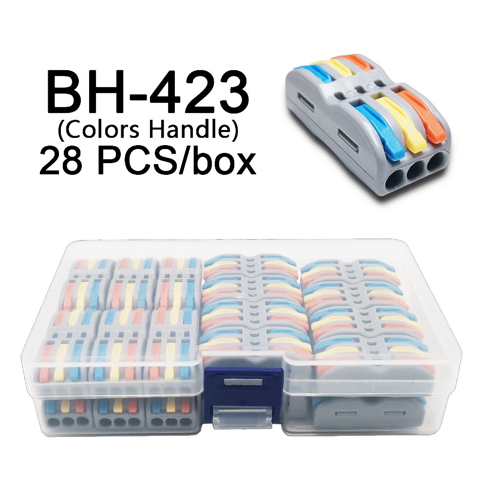 Mini Fast Boxed Wire Connector SPL-2/3/4 SPL-42/62 Compact Conductor Spring Wiring Connector Conductor Push-in Terminal Block: 423C 28PCS