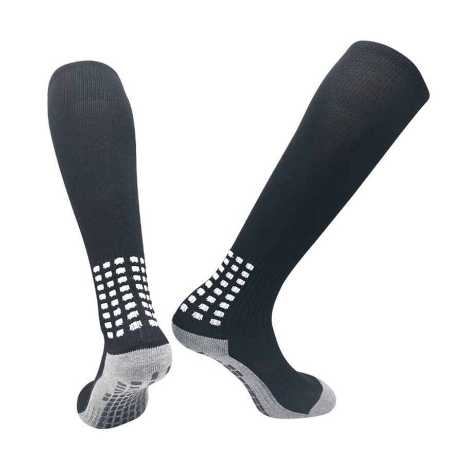 Fodbold sports sokker skridsikker åndbar lang strømpe fodbold kompression cirkulation basketball sokker voksne: Sort