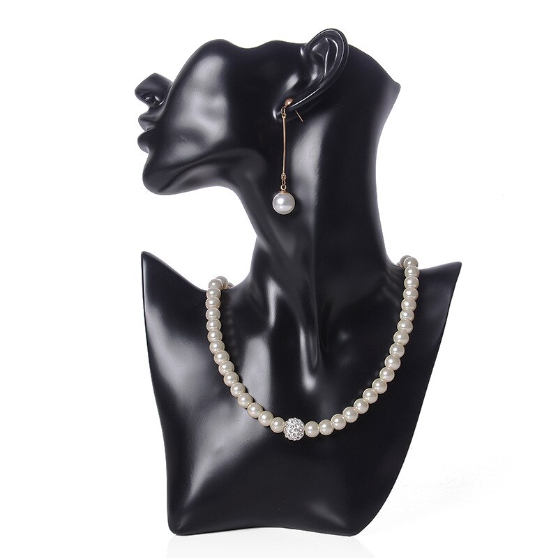 Elegante Resina Mannequin Anello Dell'orecchino Del Braccialetto Del Pendente Dei Monili Mostra Della Collana Del Supporto Del Basamento Del Busto Modello di Mostra Mostra Decorare Contatore Kit: Neck Black