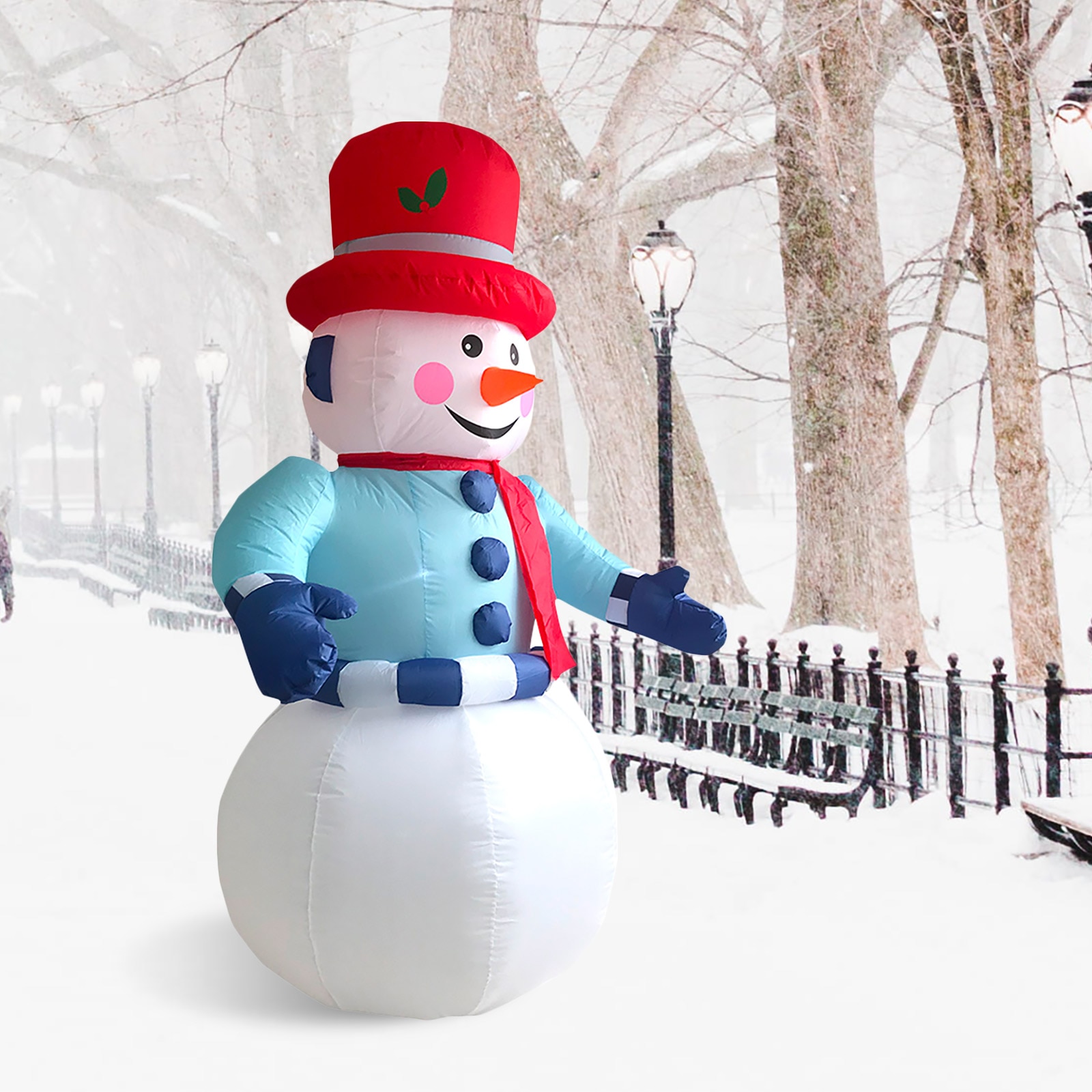 Kerst Sneeuwpop Decoratie Blauw Sneeuwpop Led Light Sneeuwpop Lichtgevende Ornamenten Kerst Decor Opblaasbare Sneeuwpop