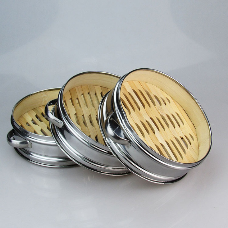 Vaporizador de bambú de acero inoxidable para arroz y verduras, bote de agua para cocina CY528