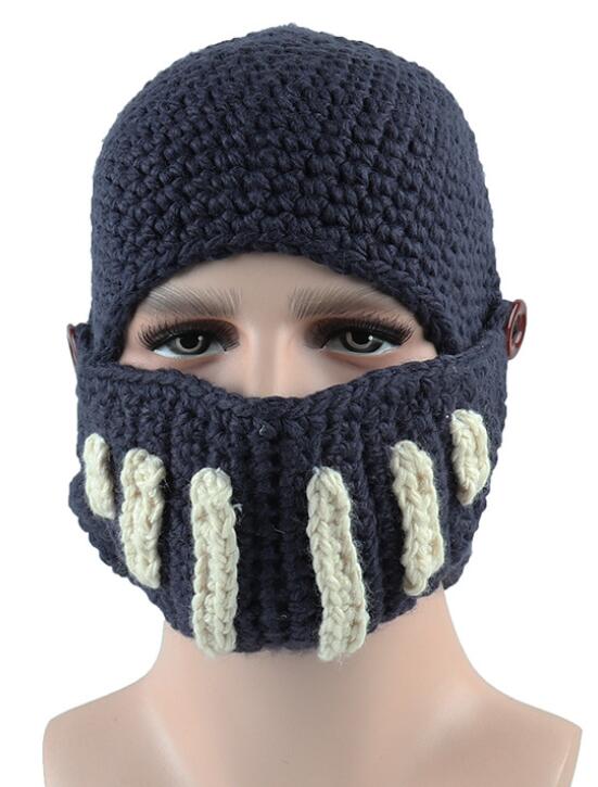 Roman Knight Knitted Hat Winter Gladiator Mask Hat Handmade Knitted Men Hat: C4