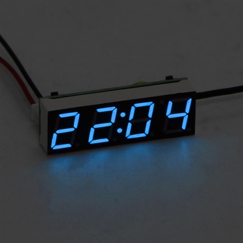 Car LED Display Electric Digital Clock Thermometer Voltmeter Green Blue Red Light Digital Clock Digital Timer