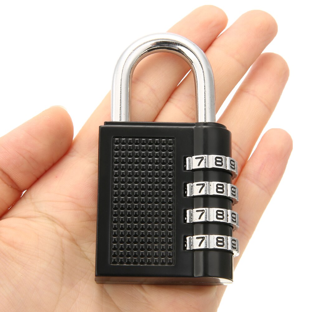 Heavy Duty 4 Dial Digit Combination Lock Weatherproof Security Padlock Outdoor Gym Safely Code Lock Black