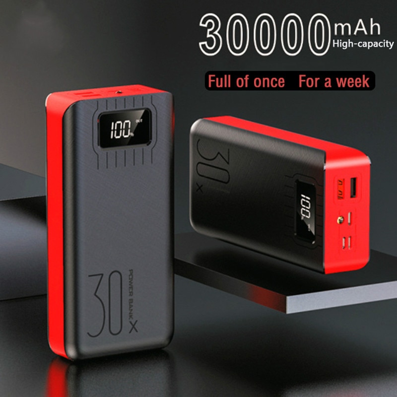 Power Bank 30000 Mah Powerbank Externe Batterij Draagbare Snelle Oplader Voor Alle Smartphone Met Lader Bank Dubbele Usb Waterdicht