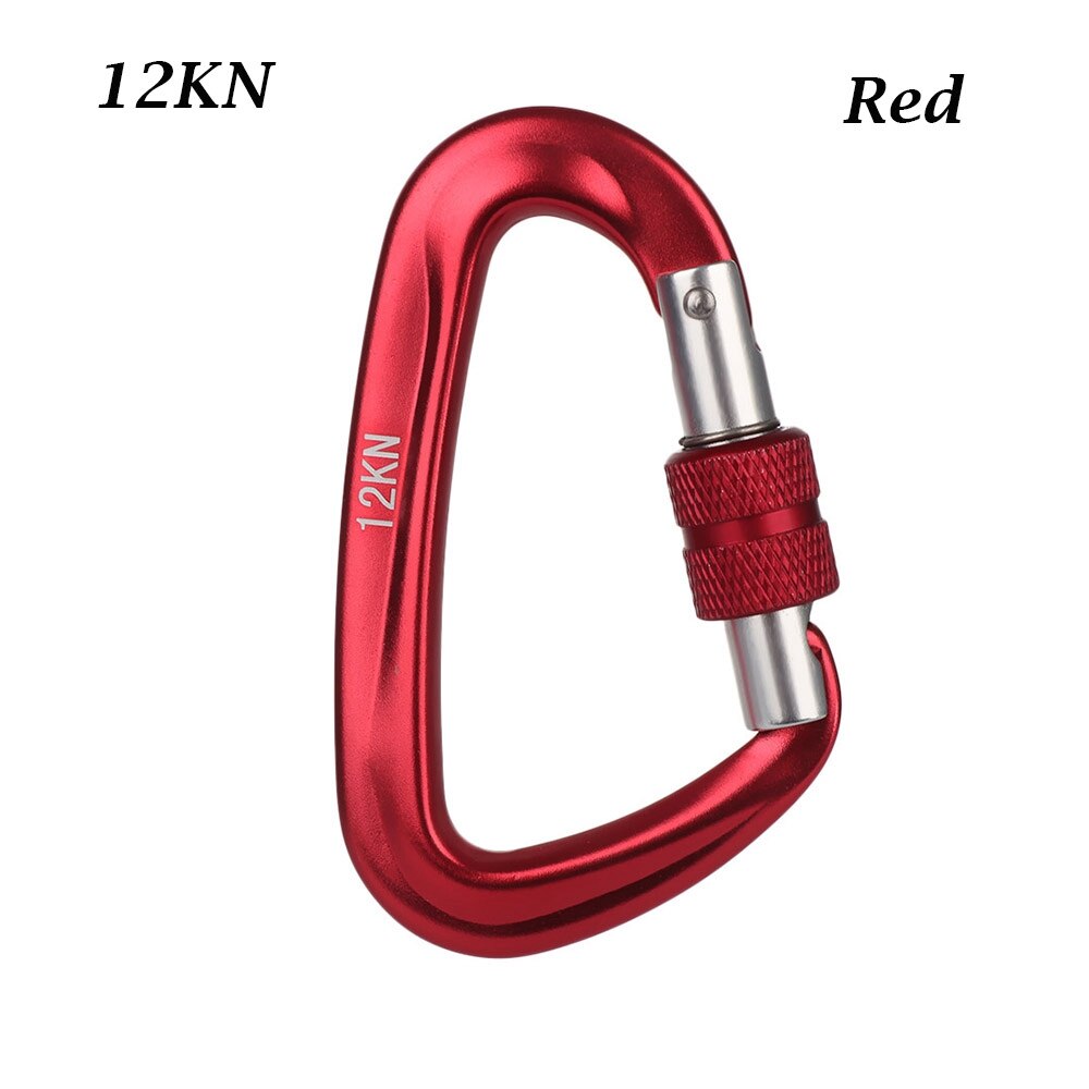 Mosquetón de , ganchos para llaves de escalada, forma de D, cerradura maestra de seguridad de aluminio, herramienta para escalar al aire libre, 12/25KN: Plata