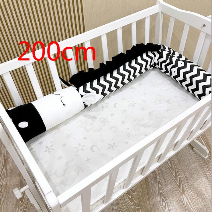 Baby Crib Bumper Krokodil Kussen Zuigeling Wieg Baby Bed Bumper Kids Bed Hek Pasgeboren Baby Beddengoed 185Cm: Black-2M