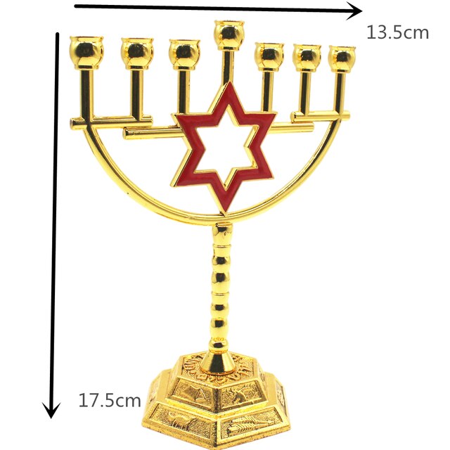 Menorah Hanukkah Candle Holder Jerusalem Home Decor 12 Tribes Jewish Candelabra Judaica 7 Branch Metal Candlestick: plum