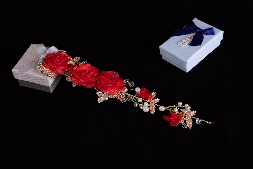 Diadema de flores azul Aqua hecha a mano, diadema de perlas para boda, diademas para desfile nupcial, accesorios para la cabeza para mujeres, Tiaras de joyería: Red