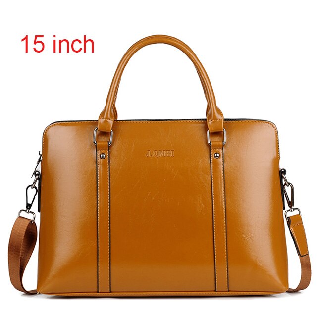 Frauen Laptop Tasche 14 15,6 Zoll Business Aktentaschen PU Leder Frauen Aktentasche Handtasche Frauen Notebook Computer Tragbare Büro Tasche: brown 15 inch
