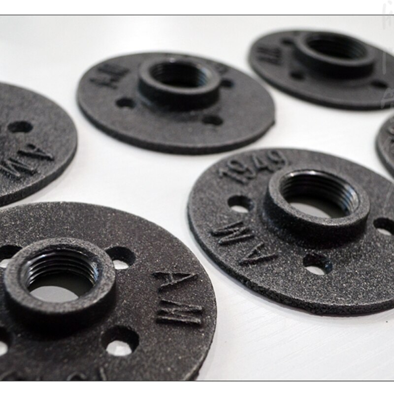 1pcs 3/4" Black Decorative Malleable Iron Floor Wall Flange 3 Holes Malleable Cast Iron Pipe Fittings BSP Thread