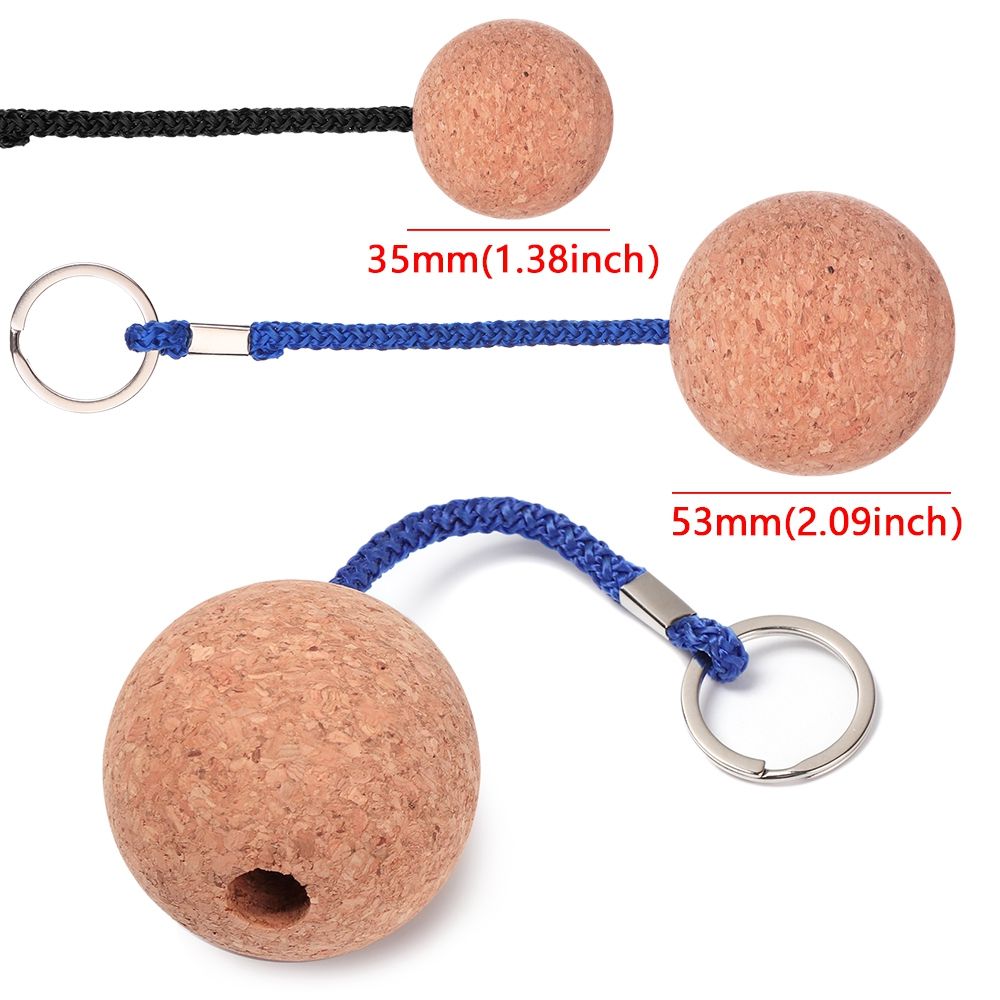 53Mm/35Mm Kurk Bal Sleutelhanger Drijvende Boei Sleutelhanger Houder Voor Water Sport Strand Reizen Vissen Duiken roeiboten