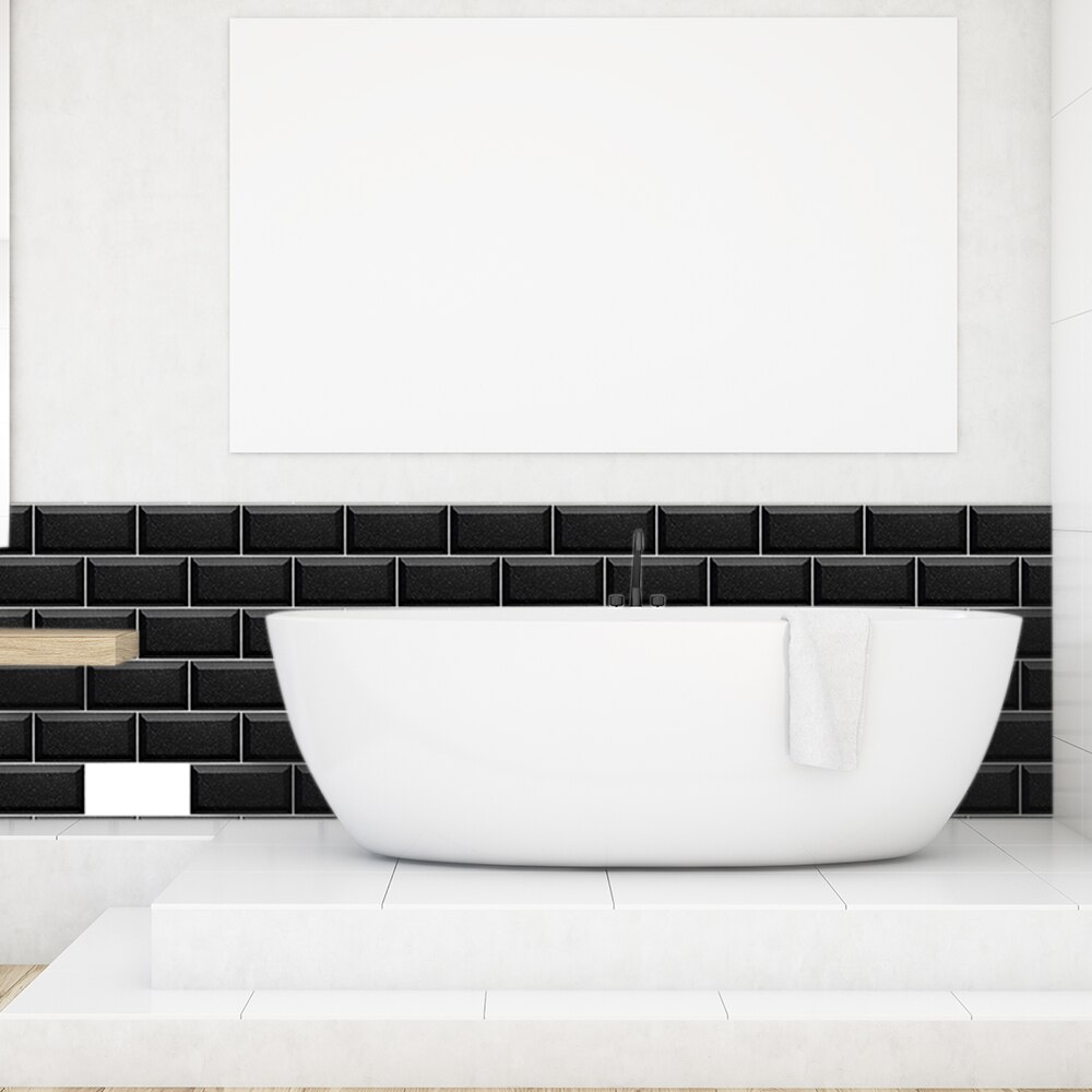 Black imitation terrazzo high temperature ceramic tile stickers PVC waterproof brick pattern self-adhesive 3d wall stickers