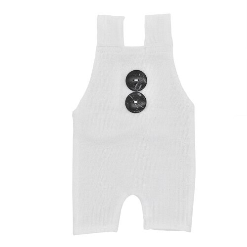 Newborn Props Boys Girls Costume Infant Buttons Romper Baby Photography Outfit 85WA: WHITE