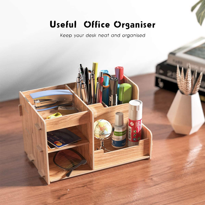 Pen holder Nordic ins storage box creativity office,desk stationery box wooden large capacity rack wooden book box