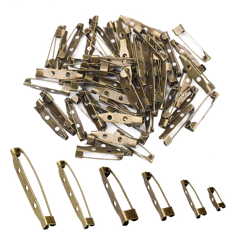 Silber/Grün Antik/Gold 15-40mm Sicherheitsnadeln Brosche Basis Clip Stifte Blanko Basis für Schmuckherstellung DIY Kleidung Zubehör: S / dunkel Grau