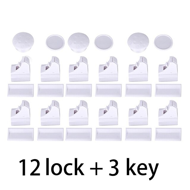 Neue 16Stck Magnet Art Schloss Baby Sicherheit Baby Schutz Schrank Türschloss freundlicher Schublade Schließfach Sicherheit Unsichtbare Schlösser: 12Uhr-3Schlüssel