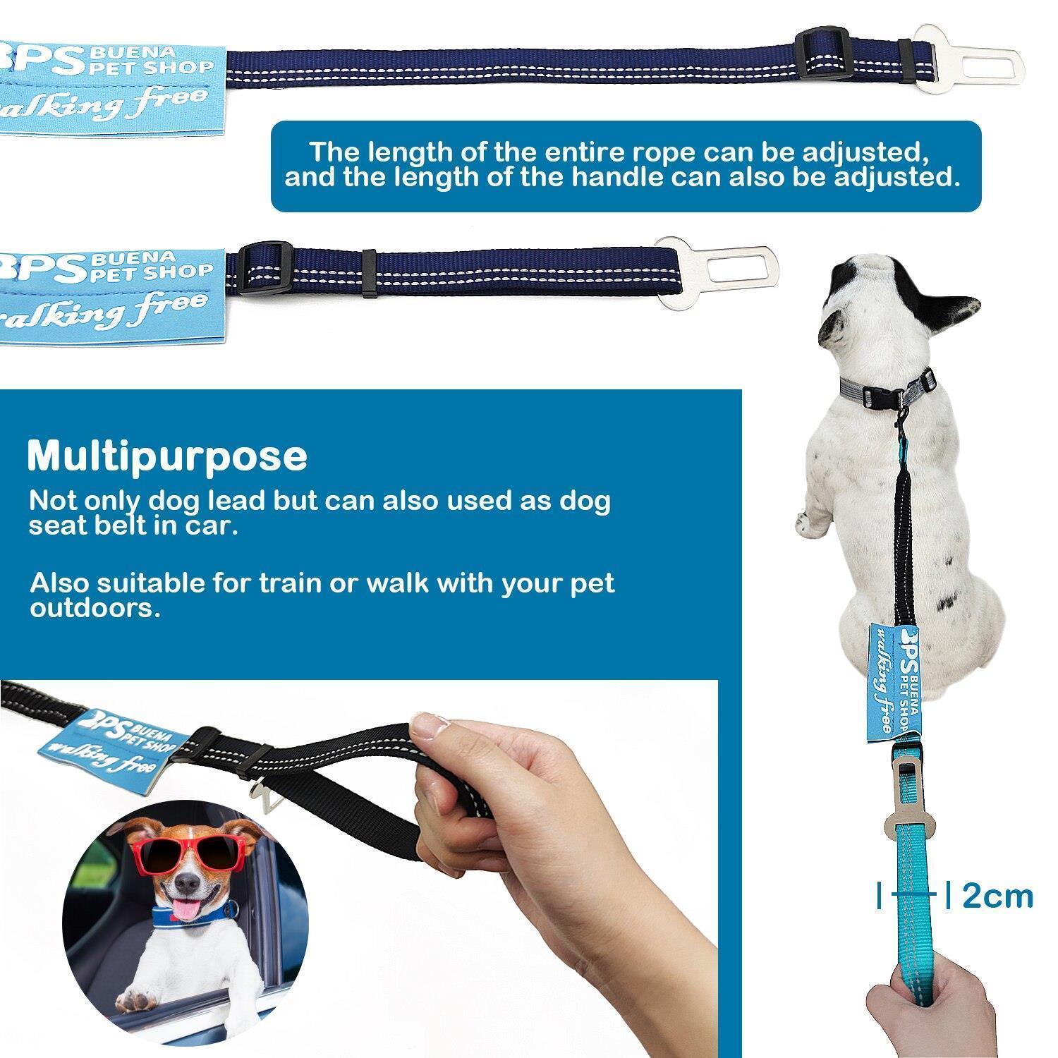 BPS Cinturón de Seguridad para Perro de Coche Árnes Correa Perro Ajustable con Hebilla de Fijación 70-100 cm