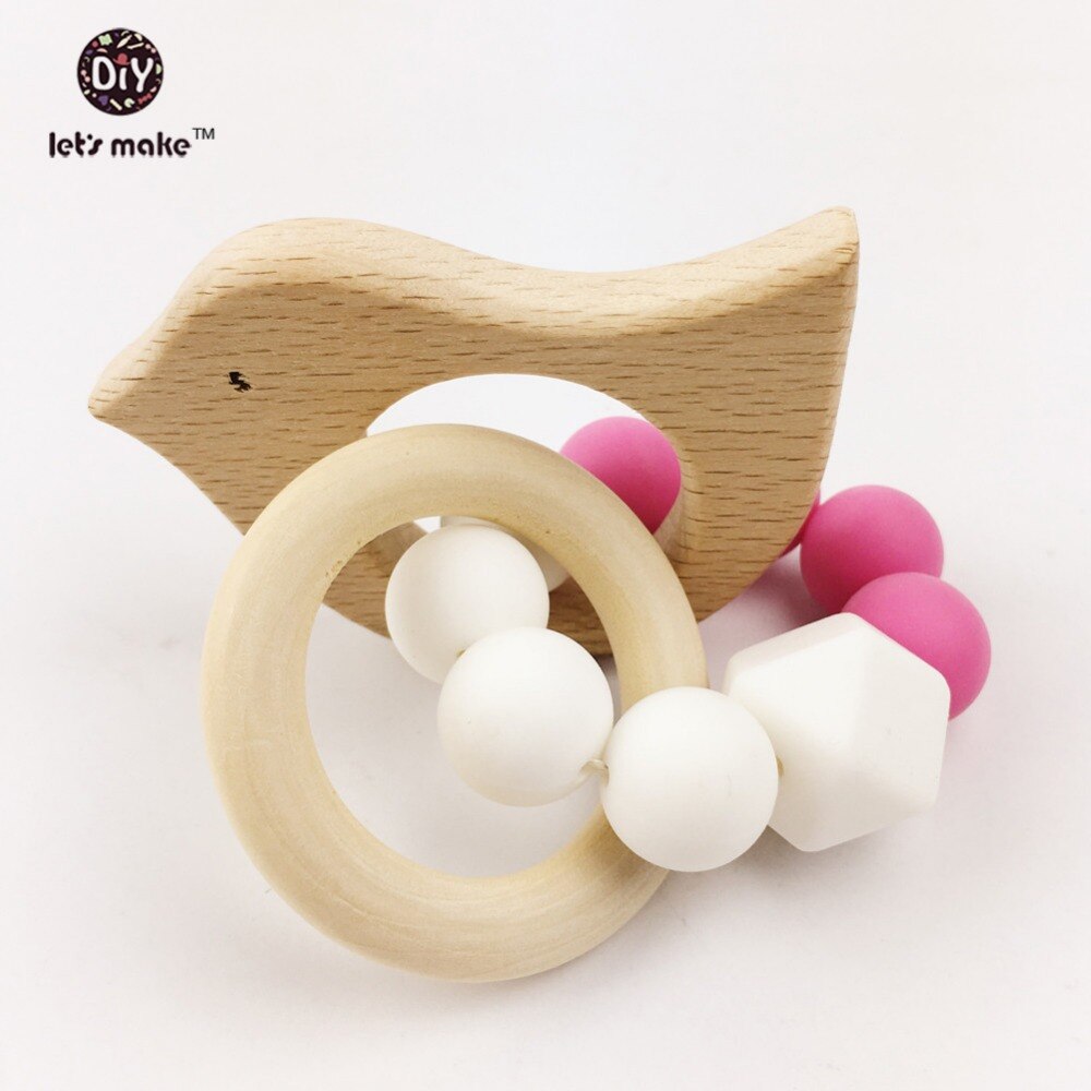 Bijtringen houten speelgoed dierenvormige sieraden bijtringen voor baby's organische houten siliconen kralen baby rammelaar kinderwagen accessoires speelgoed